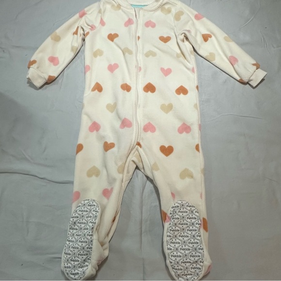 Pekkle - fleece Heart Patterned Footed Pajamas/sleeper - Picture 1 of 5